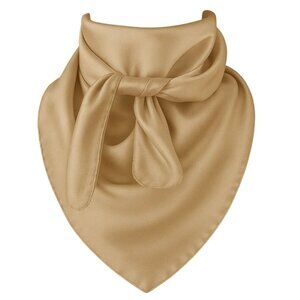 Beige Wild Rag Large Scarf 35x35" Satin Western Accessory Cowgirl or Cowboy